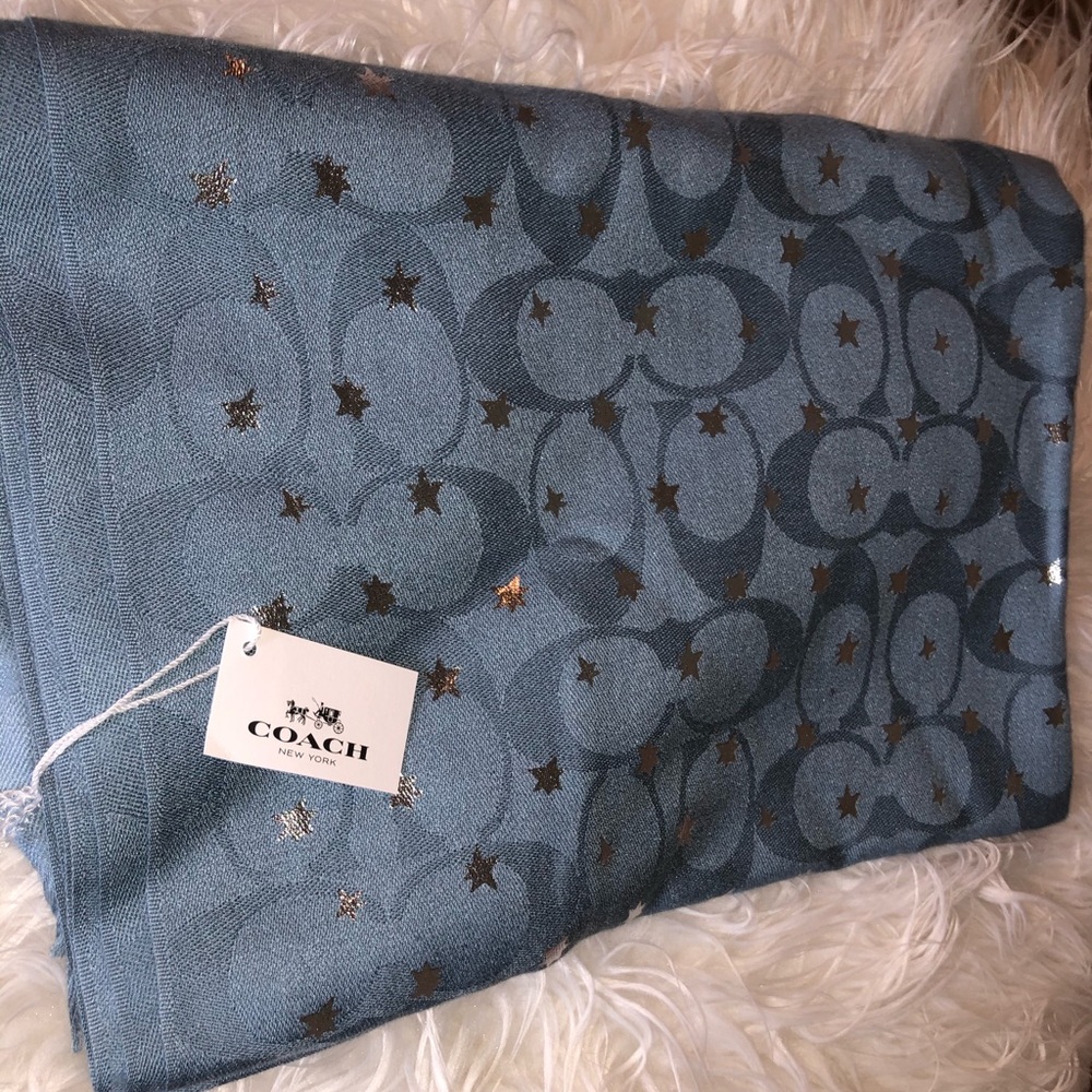 Beautiful blue brand new coach scarf